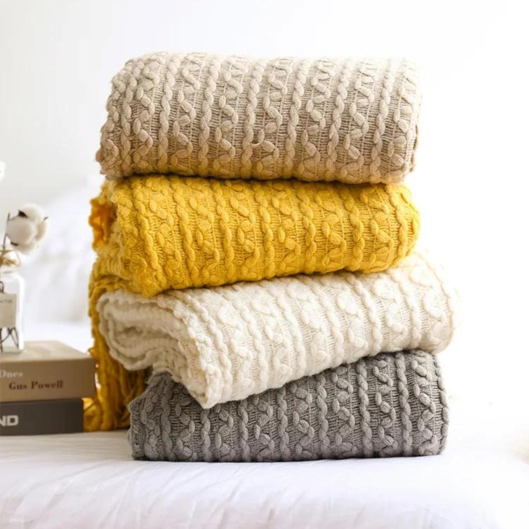 Cobertor de Malha Nórdica com Estilo Bohemian - Aconchego e Elegância para Sua Casa - Cinza Cobertores010 Cama Conforto