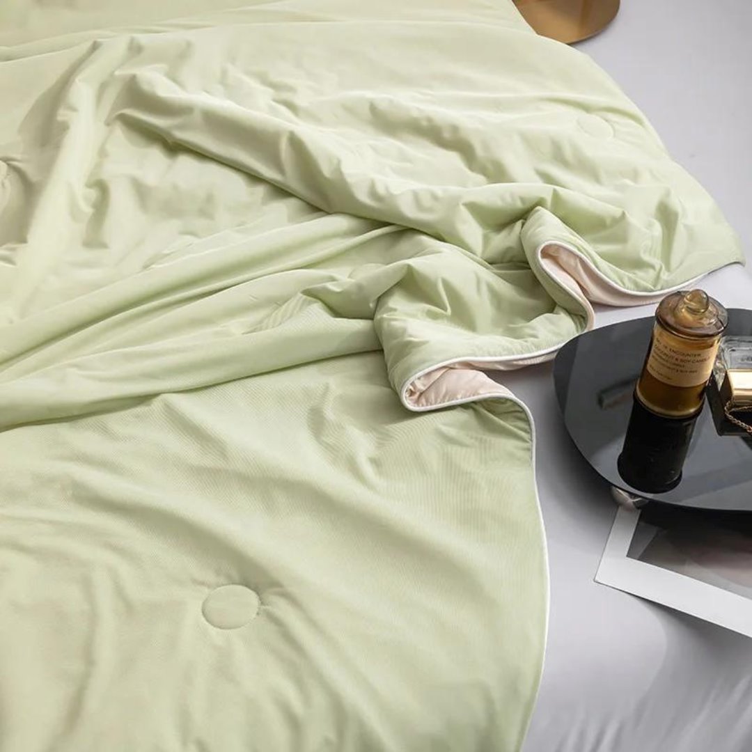 Cobertor de Verão com Resfriamento Instantâneo - Toque Refrescante Dupla Face e Eco-Friendly - Verde Cobertores048 Cama Conforto