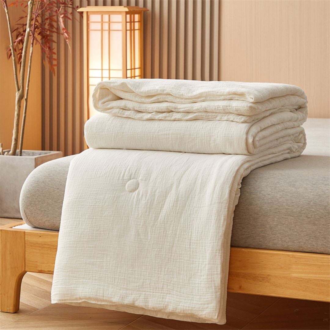 Cobertor de Verão Premium em Gaze de Camada Dupla - Confortável e de Qualidade Superior - Branco Cobertores036 Cama Conforto