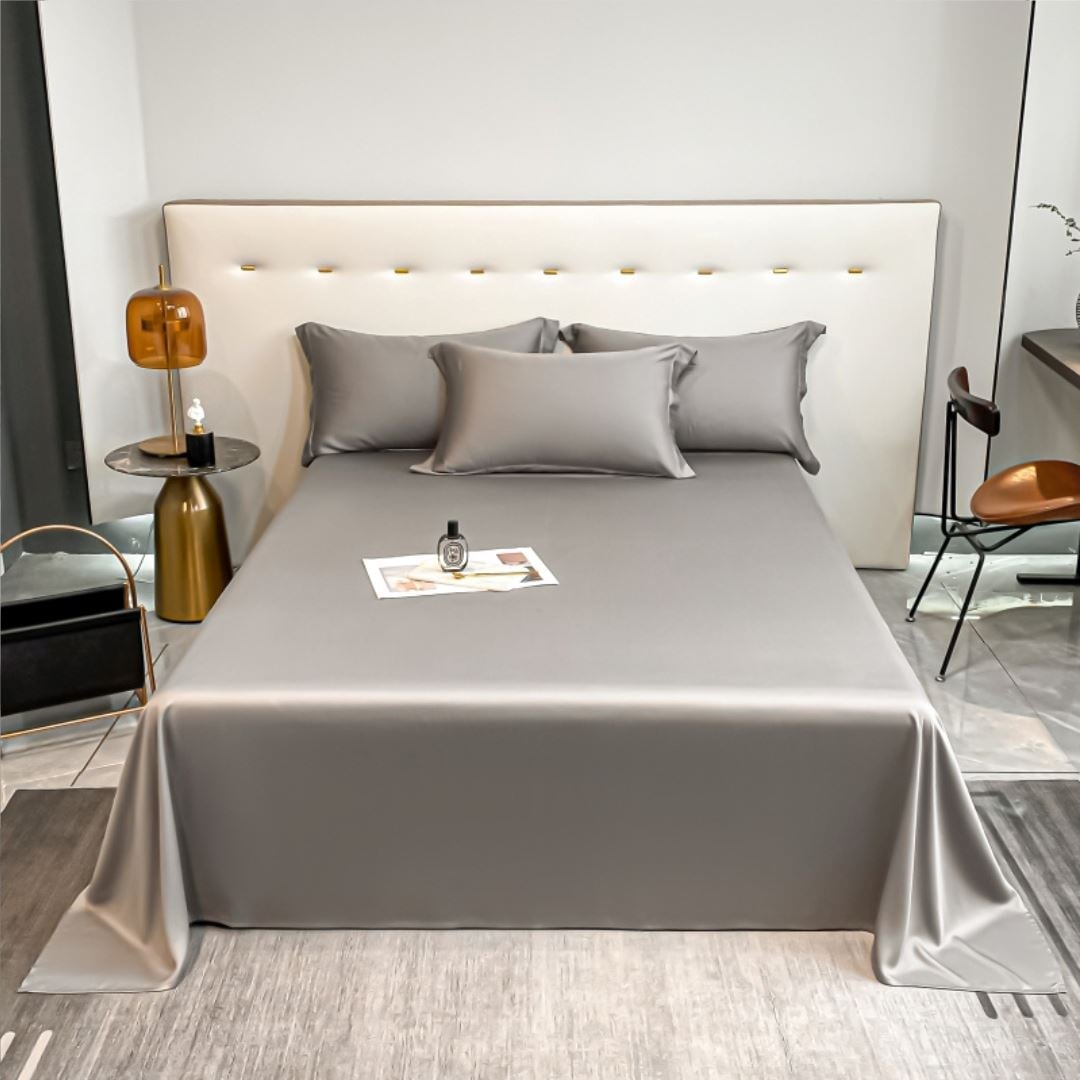 Conjunto de Lençóis de Algodão Egípcio 1000 Fios - Luxo e Conforto - Grafite Roupa de Cama041 Cama Conforto Casal (180x220cm) Grafite