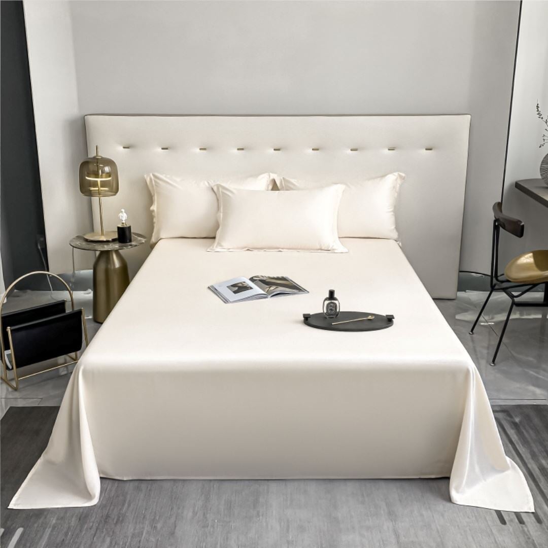 Conjunto de Lençóis de Algodão Egípcio 1000 Fios - Luxo e Conforto - Off White Roupa de Cama043 Cama Conforto Casal (180x220cm) Off White
