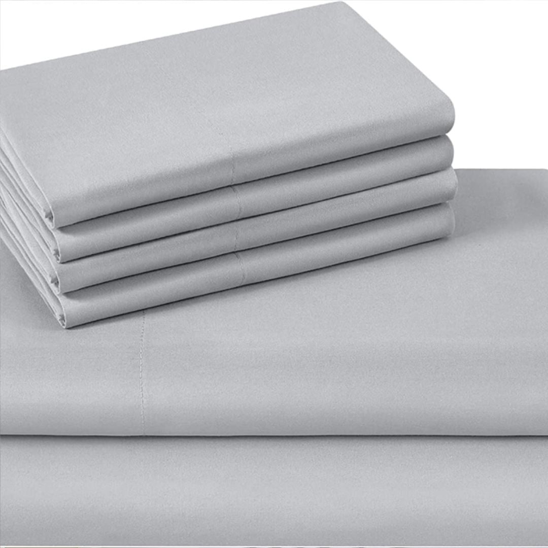 Conjunto de Lençóis de Algodão Egípcio 1000 Fios - Luxo e Conforto - Prata Roupa de Cama042 Cama Conforto