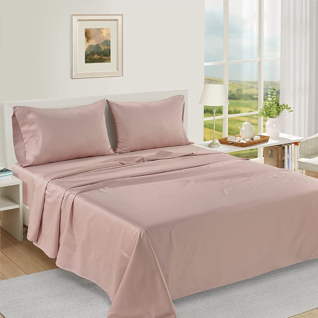 Conjunto de Roupa de Cama 400 Fios Premium em Algodão Egípcio - Rosa Roupa de Cama030 Cama Conforto Viúva (120x200cm) Rosa