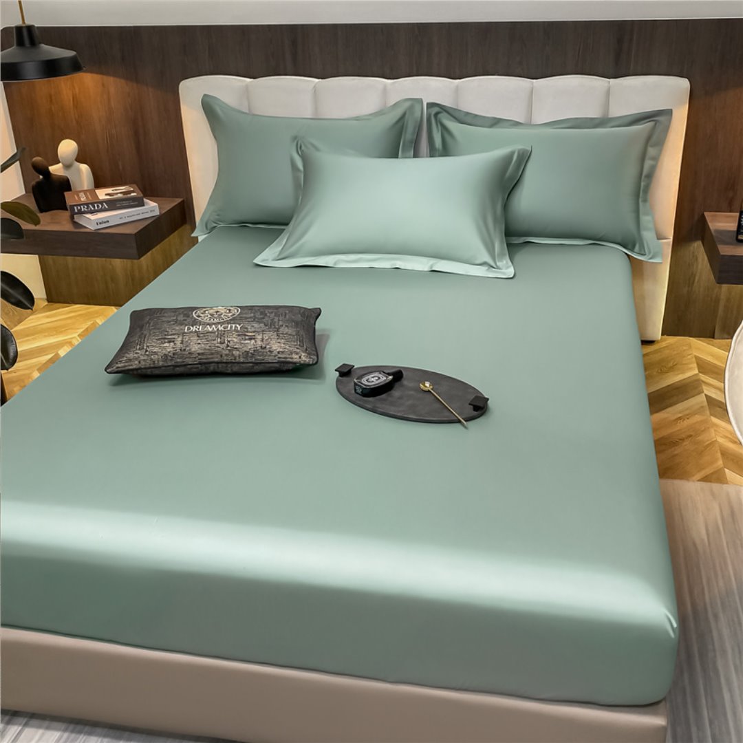 Conjunto de Roupa de Cama de Luxo em Algodão Egípcio Roupa de Cama006 camaconforto Casal Verde