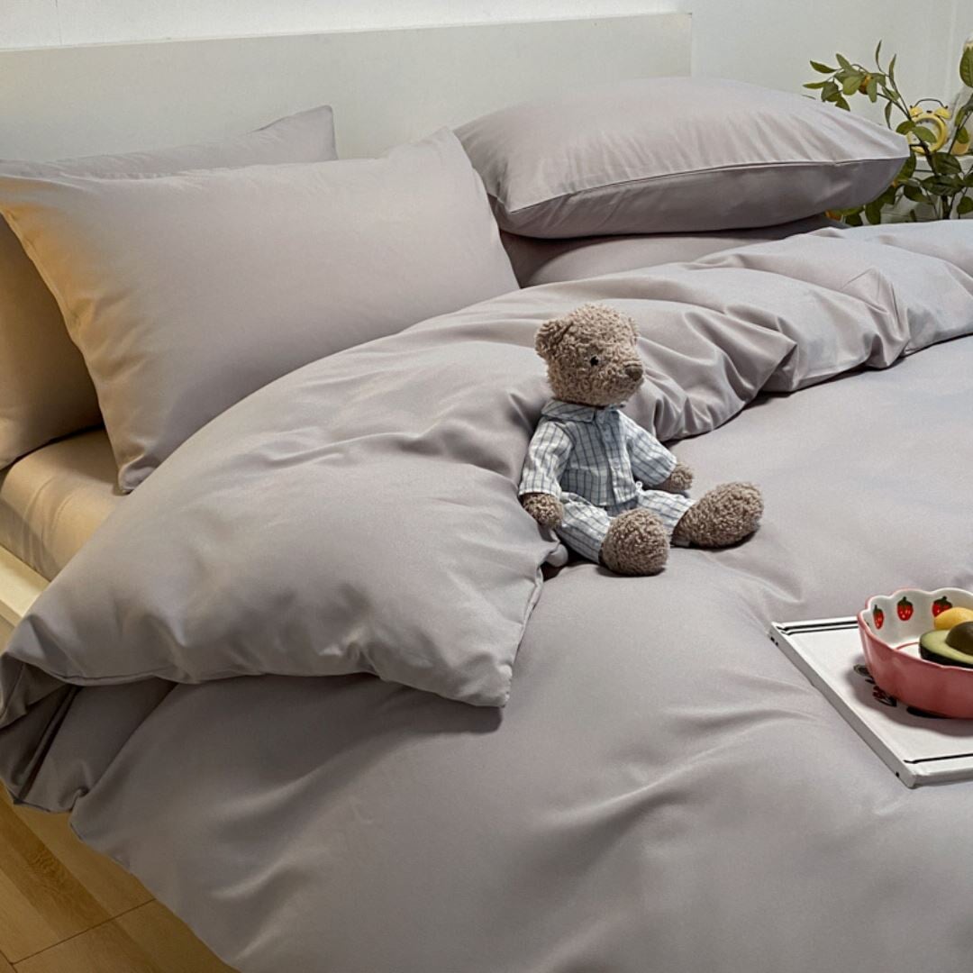 Conjunto de Roupa de Cama Nórdica em Algodão 100% - Luxo e Conforto - Cinza Roupa de Cama066 Cama Conforto Casal (180x220cm) Cinza