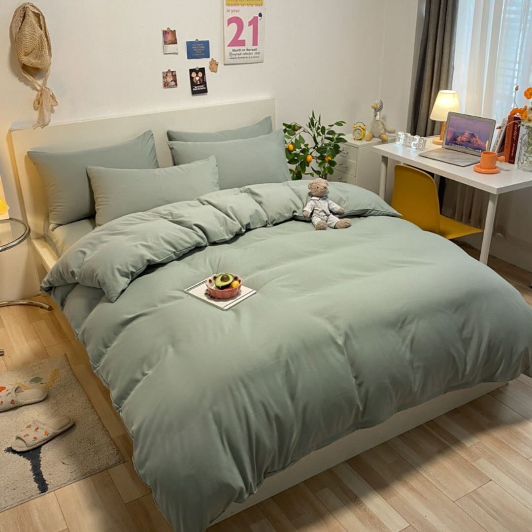 Conjunto de Roupa de Cama Nórdica em Algodão 100% - Luxo e Conforto - Verde Roupa de Cama065 Cama Conforto Casal (180x220cm) Verde