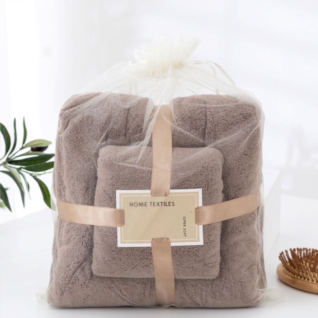 Conjunto de Toalhas de Banheiro em Microfibra - Absorção Eficiente e Maciez Superior - Marrom Banho019 Cama Conforto Marrom