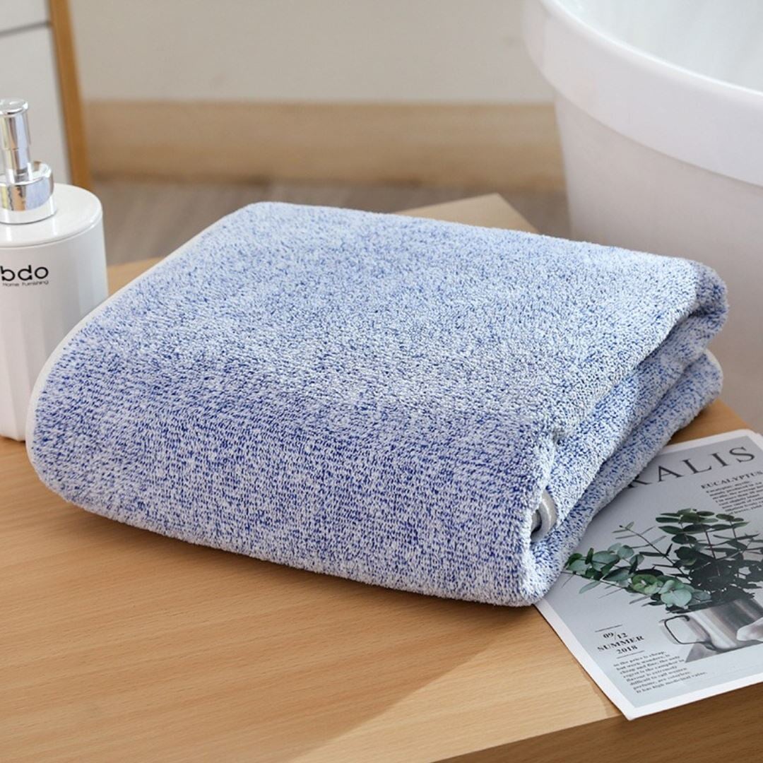 Conjunto de Toalhas de Banho de Bambu e Carvão Ativado - Maciez e Absorção Superior - Azul Banho022 Cama Conforto Azul
