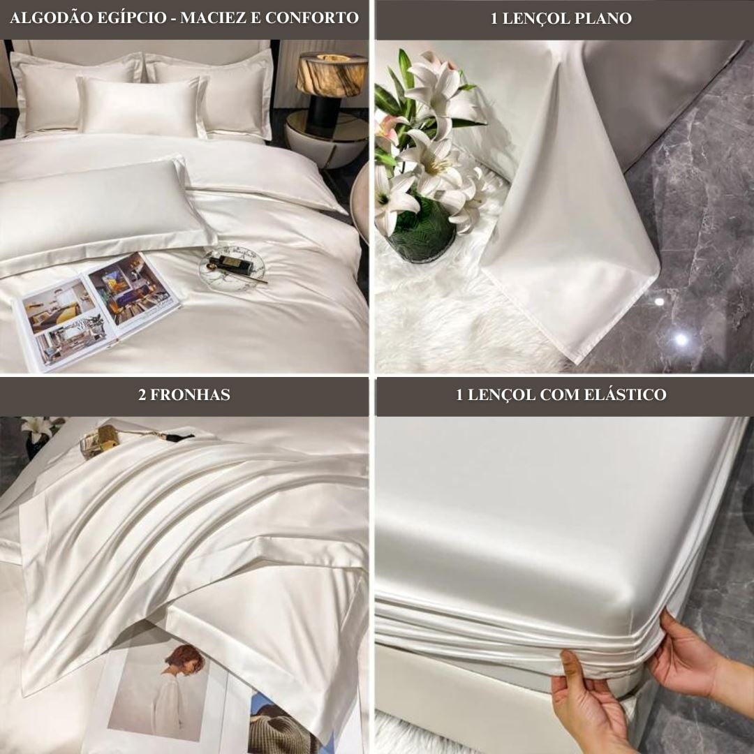 Luxo em Lençol 800 Fios - Algodão Egípcio Premium para Conforto Máximo e Ajuste Perfeito - Azure Roupa de Cama023 Cama Conforto