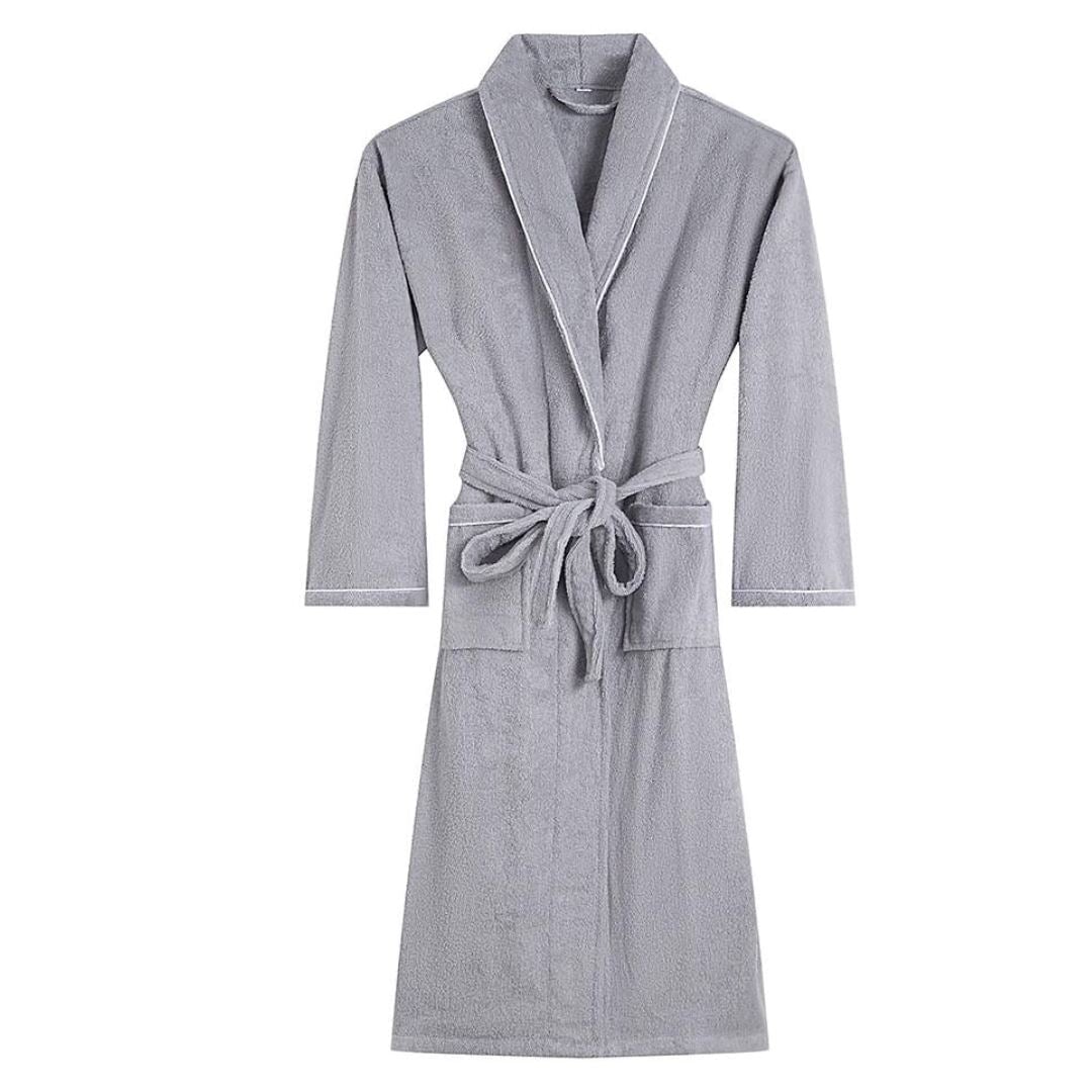 Roupão de Banho de Algodão - Conforto e Luxo Após o Banho - Cinza Banho029 Cama Conforto M Cinza
