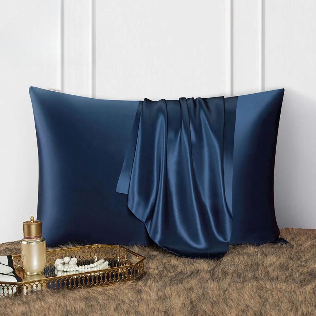 Seda Amoreira Luxuosa: Fronha Dupla Face 100% Natural 600 fios - Azul Capas015 Cama Conforto Azul