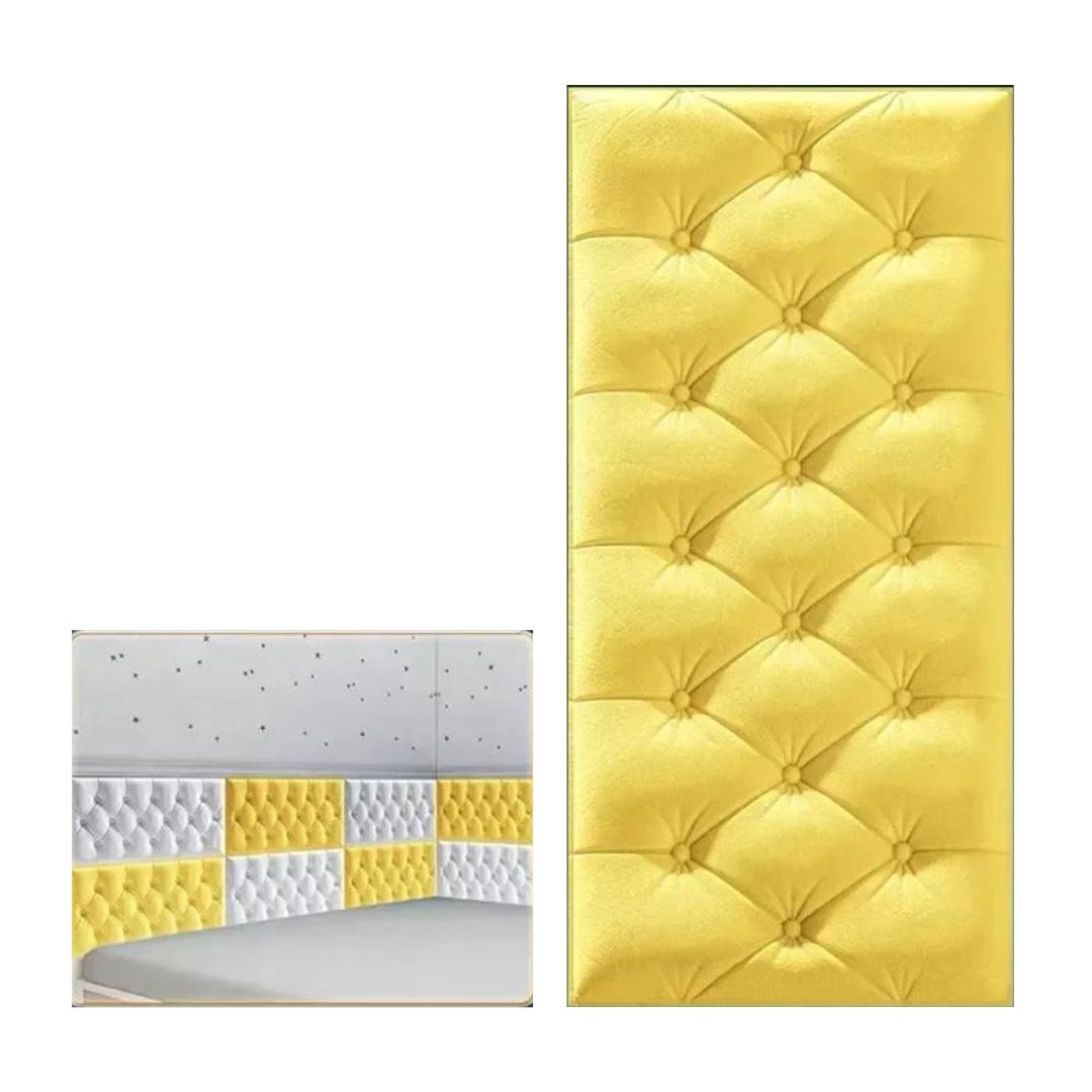 Adesivo 3D Soft para Cabeceira - Decoração de Casa com Auto-adesivo Cabeceiras001 Cama Conforto Amarelo 3 Unidades 