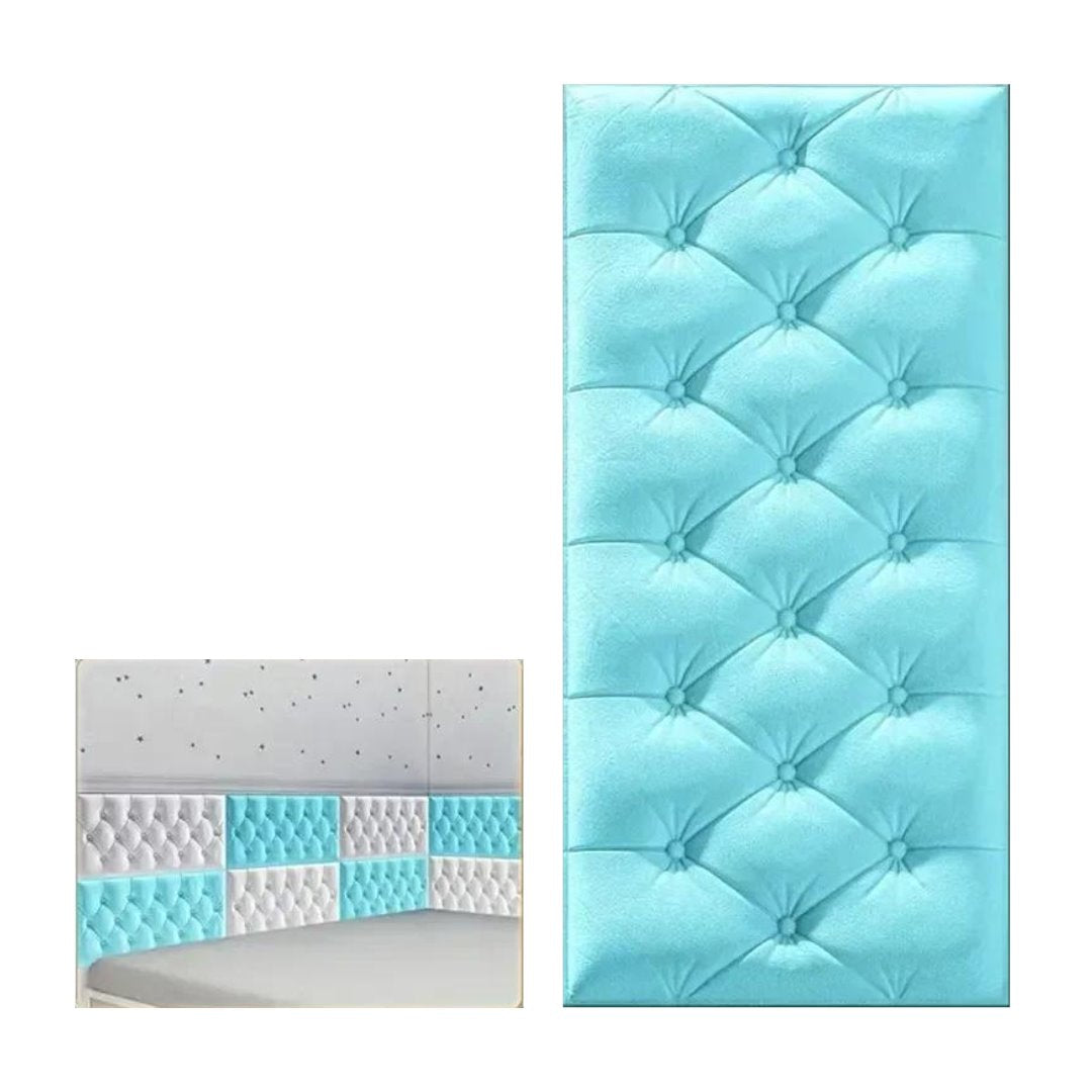 Adesivo 3D Soft para Cabeceira - Decoração de Casa com Auto-adesivo Cabeceiras001 Cama Conforto Azul 3 Unidades 