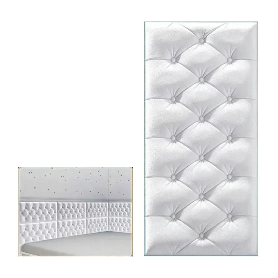 Adesivo 3D Soft para Cabeceira - Decoração de Casa com Auto-adesivo Cabeceiras001 Cama Conforto Branco 3 Unidades 
