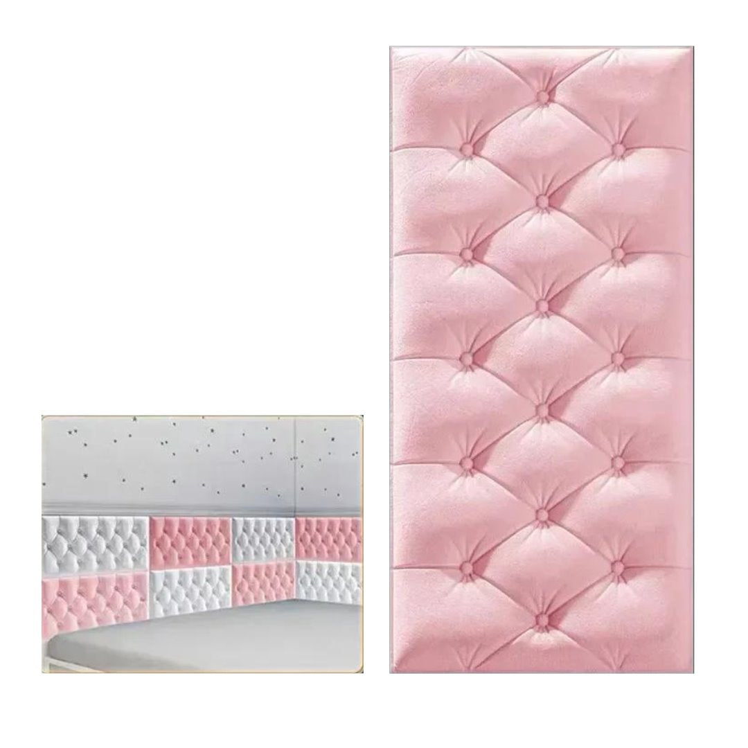 Adesivo 3D Soft para Cabeceira - Decoração de Casa com Auto-adesivo Cabeceiras001 Cama Conforto Rosa 3 Unidades 