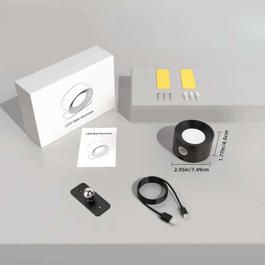 Arandela de Parede LED com Controle de Toque e 3 Modos de Cor Iluminação011 Cama Conforto 1 Arandela Preta 