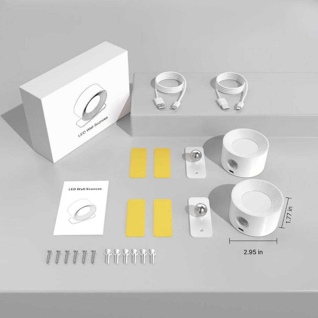 Arandela de Parede LED com Controle de Toque e 3 Modos de Cor Iluminação011 Cama Conforto 2 Arandelas Branca 