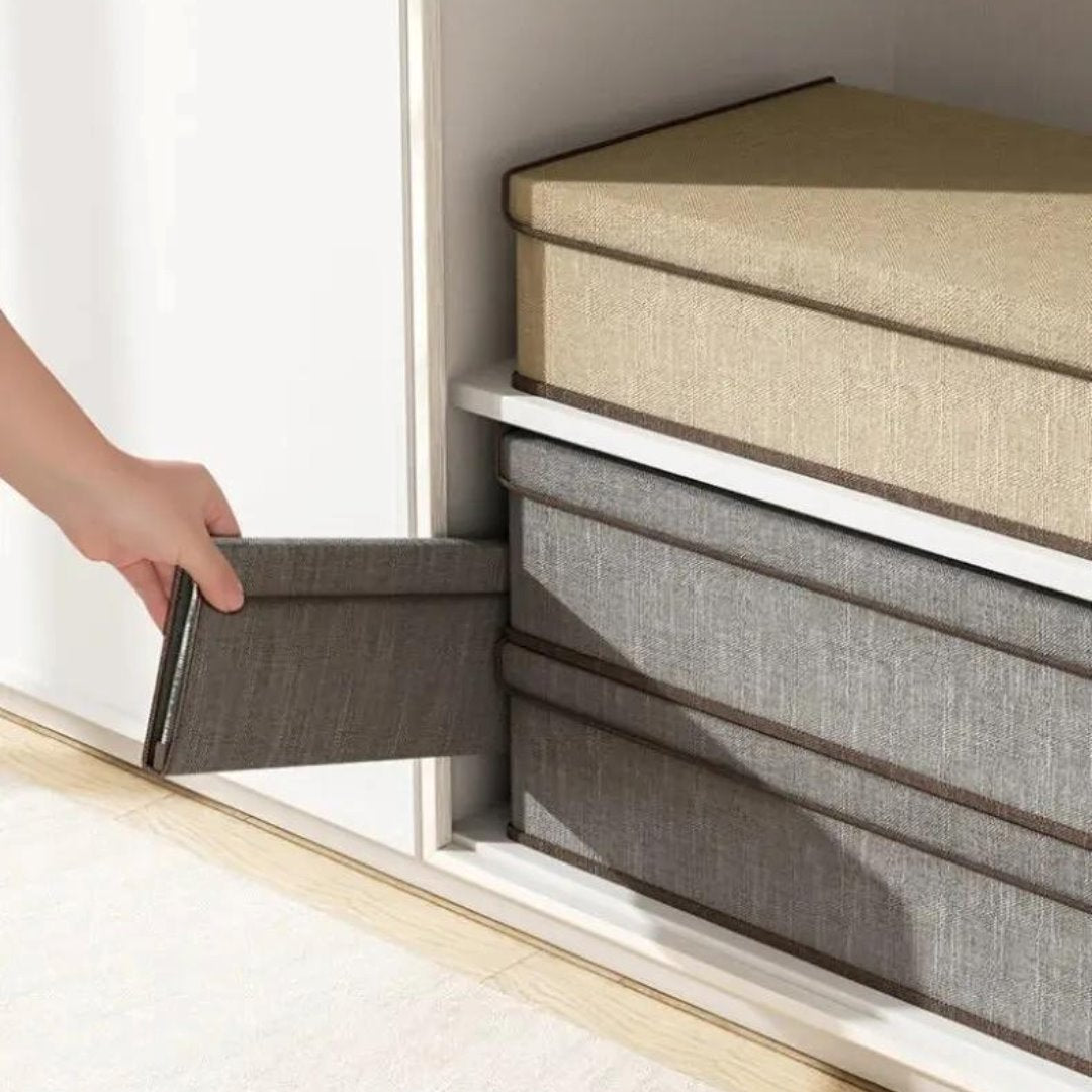 Caixa Organizadora 3-em-1 de Algodão e Linho - Estilo Moderno para Organização Doméstica Organizadores004 Cama Conforto 