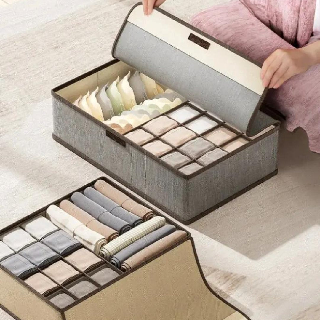 Caixa Organizadora 3-em-1 de Algodão e Linho - Estilo Moderno para Organização Doméstica Organizadores004 Cama Conforto 