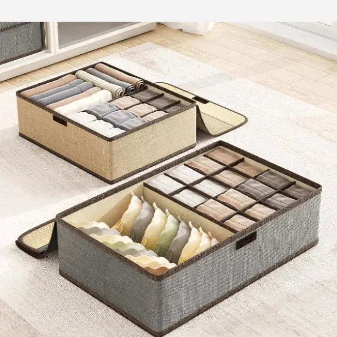 Caixa Organizadora 3-em-1 de Algodão e Linho - Estilo Moderno para Organização Doméstica Organizadores004 Cama Conforto 