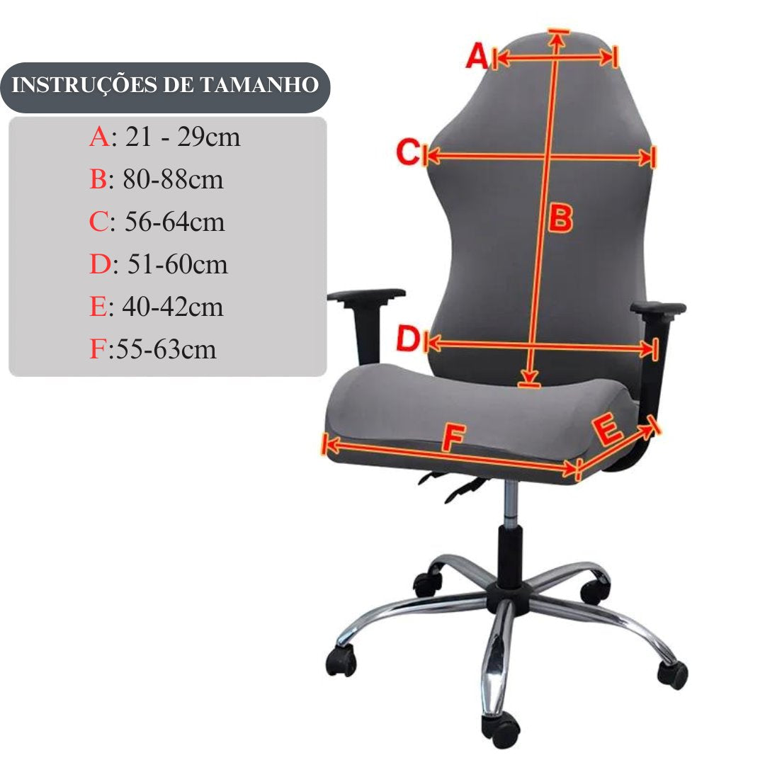 Capa Ergonômica para Cadeira de Computador - Com 4 Peças CapasSofaCadeira009 Cama Conforto 