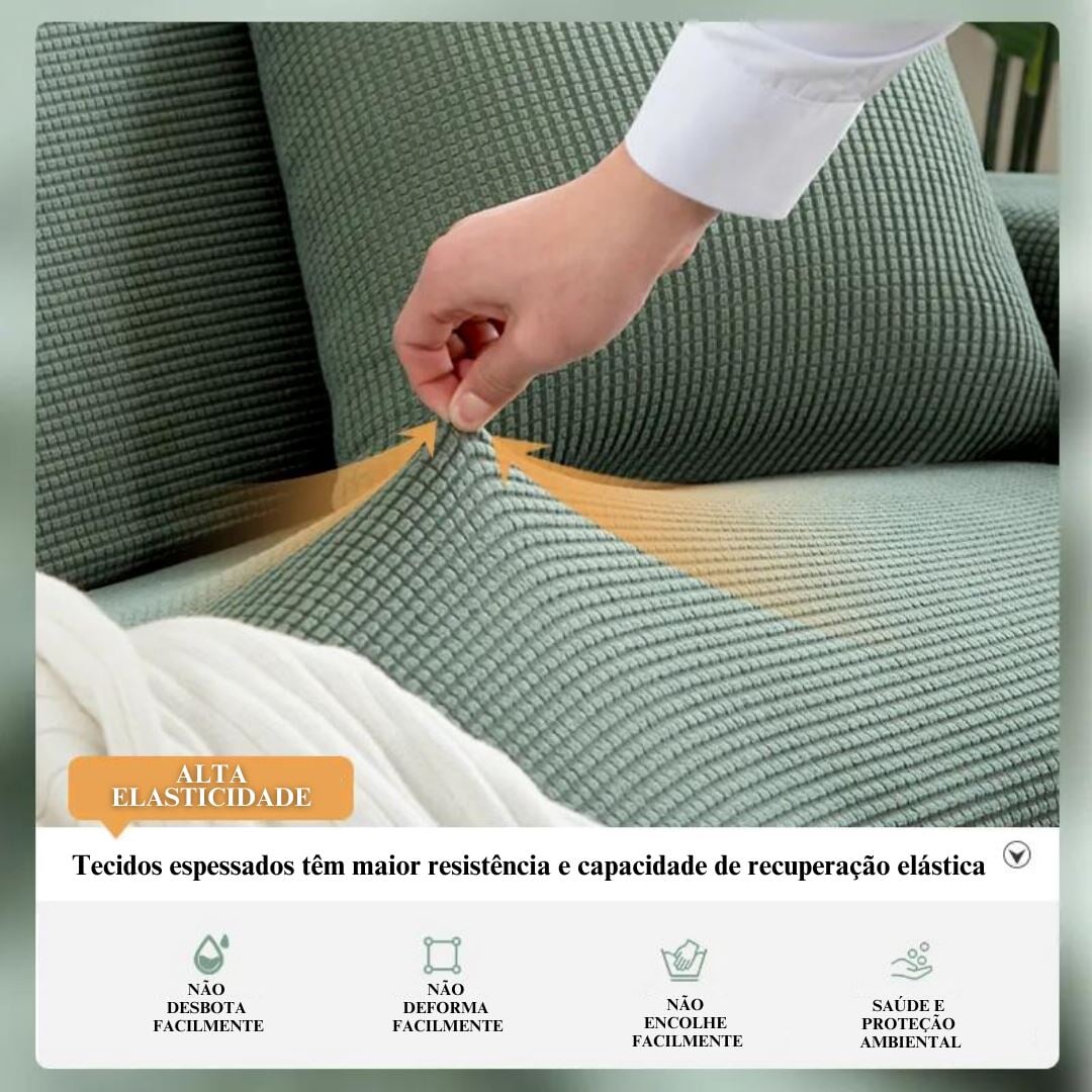 Capa Protetora Elegância Sofá Elástico - Geométrica Malha e Proteção Total - Azul CapasSofaCadeira018 Cama Conforto 