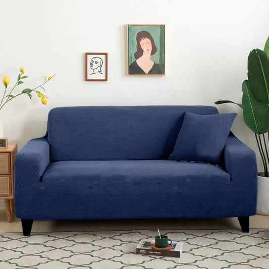 Capa Protetora Elegância Sofá Elástico - Geométrica Malha e Proteção Total - Azul CapasSofaCadeira018 Cama Conforto Azul 1 Lugar (90-130cm) 