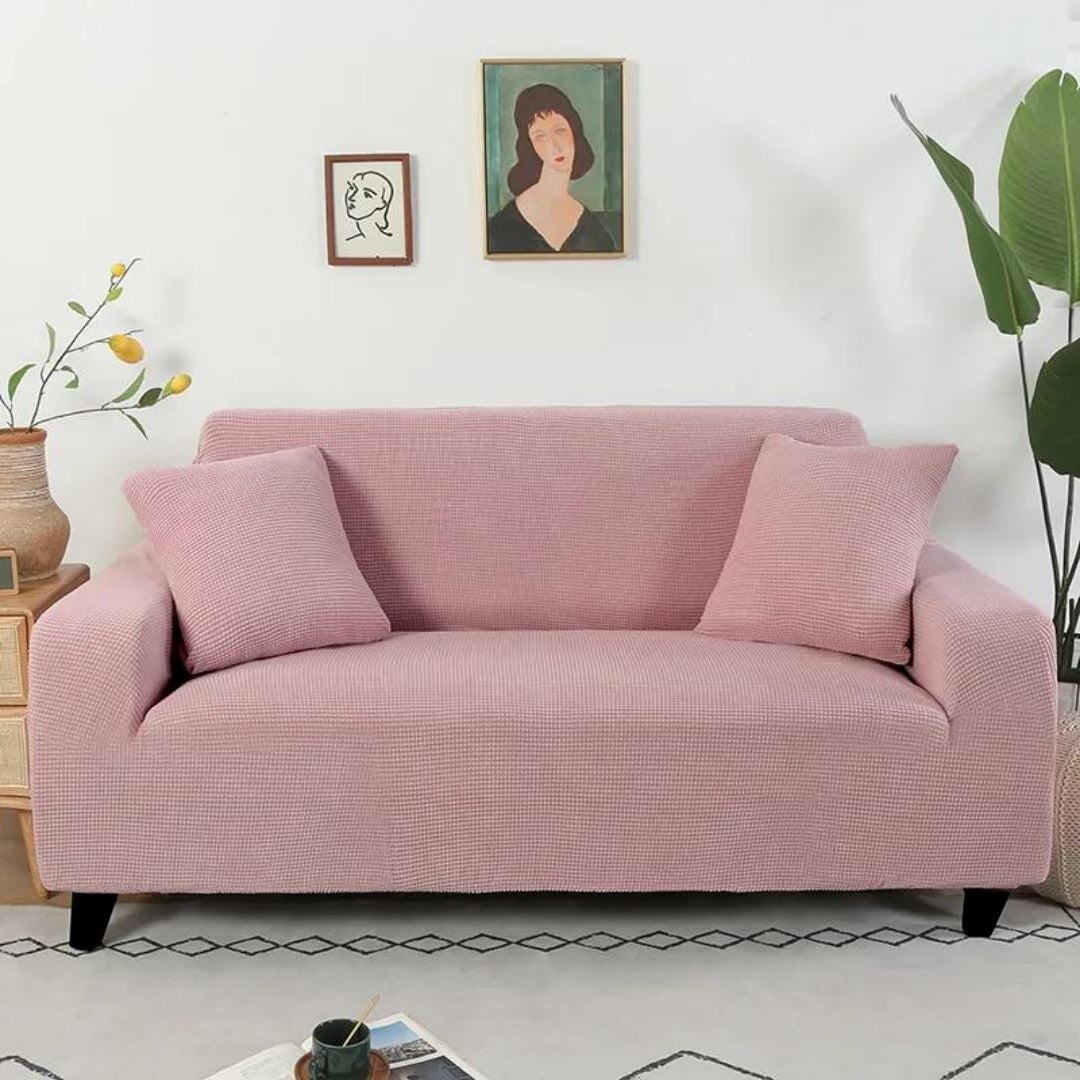 Capa Protetora Elegância Sofá Elástico - Geométrica Malha e Proteção Total - Rosa CapasSofaCadeira019 Cama Conforto Rosa 1 Lugar (90-130cm) 