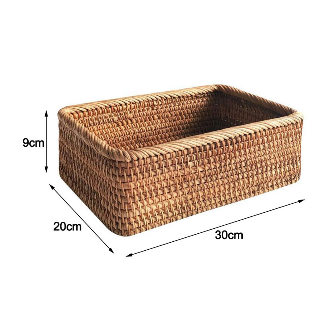 Cesta de Vime Rattan Artesanal Retangular Organizadores008 Cama Conforto G 