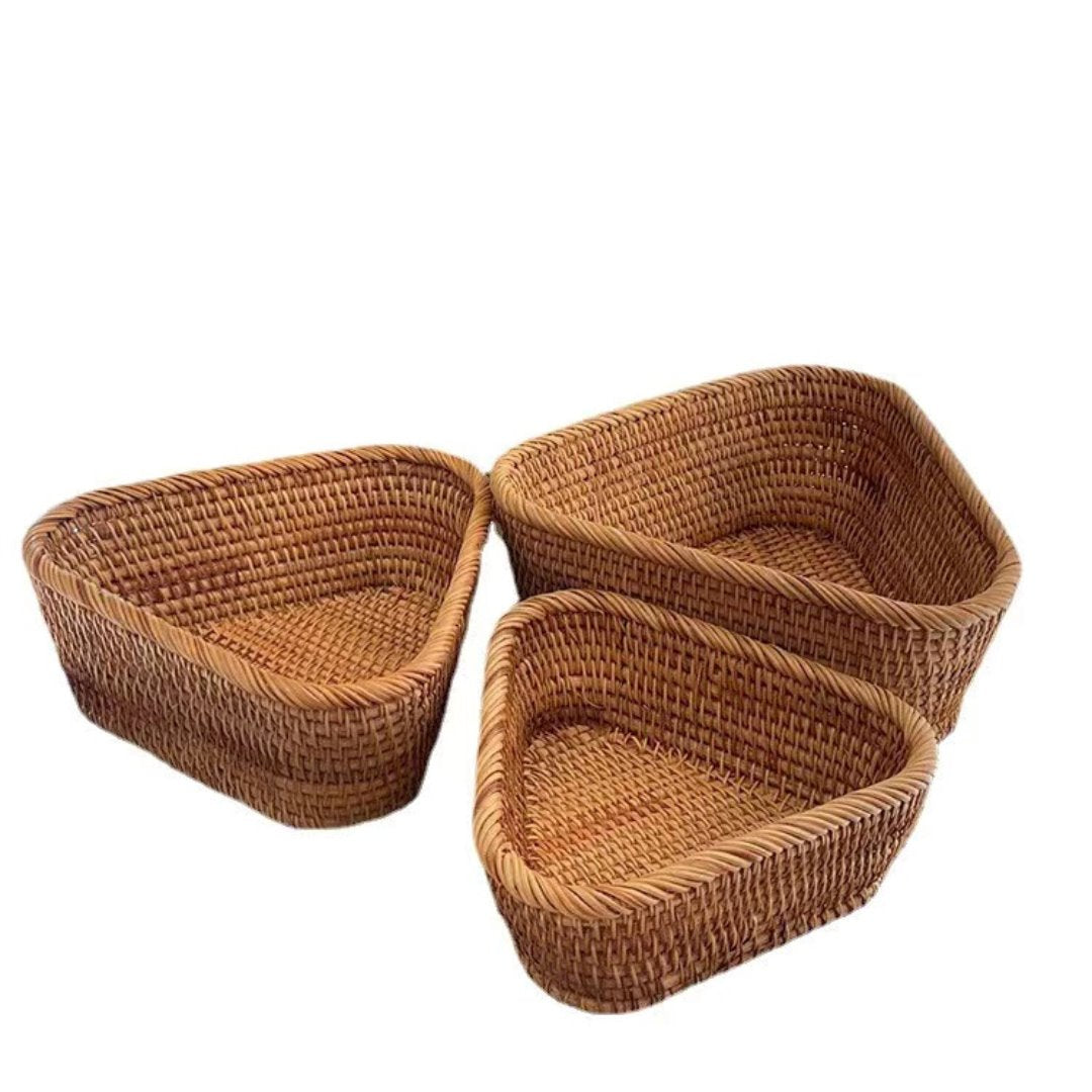 Cesta de Vime Rattan Artesanal Triangular Organizadores007 Cama Conforto 