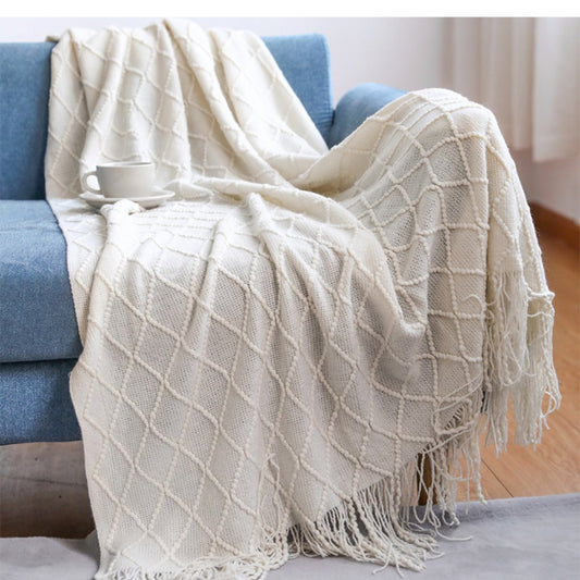 Cobertor de Malha Leve Inyahome - Estilo Aconchegante e Decorativo para Sofá e Cama Cobertores004 camaconforto 130x240cm Branco 