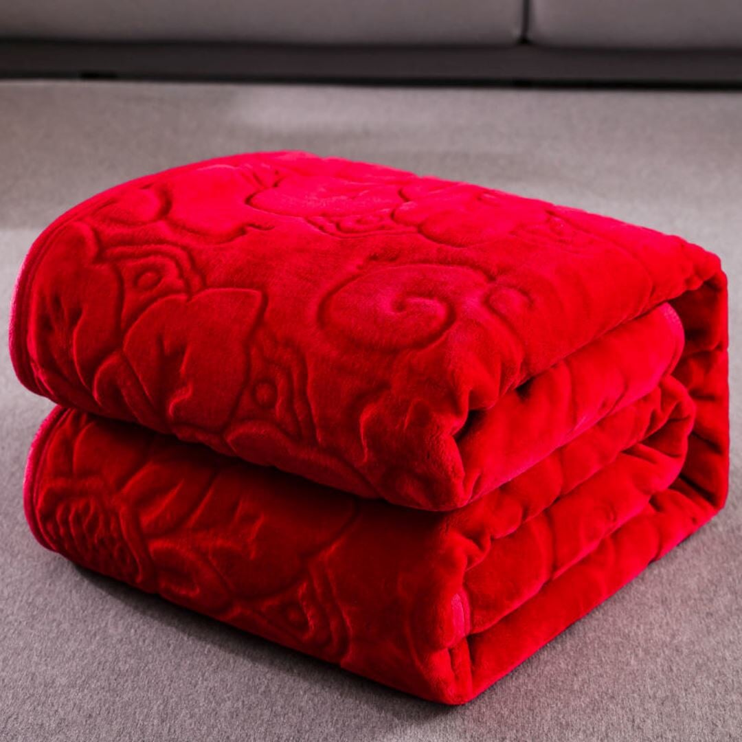 Cobertor de Veludo para Outono e Inverno - Aconchego e Estilo em Todas as Estações - Vermelho Cobertores031 Cama Conforto Solteiro (150x200cm) Vermelho 