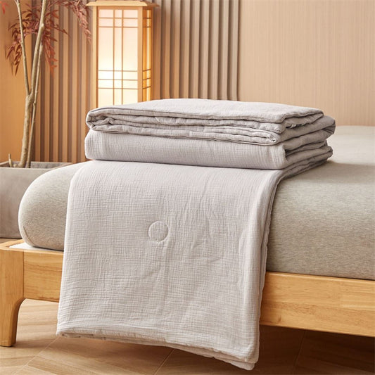 Cobertor de Verão Premium em Gaze de Camada Dupla - Confortável e de Qualidade Superior - Off White Cobertores037 Cama Conforto Solteiro (150x180cm) Off White 
