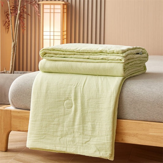 Cobertor de Verão Premium em Gaze de Camada Dupla - Conforto e Qualidade Superior Cobertores008 camaconforto Solteiro Verde 