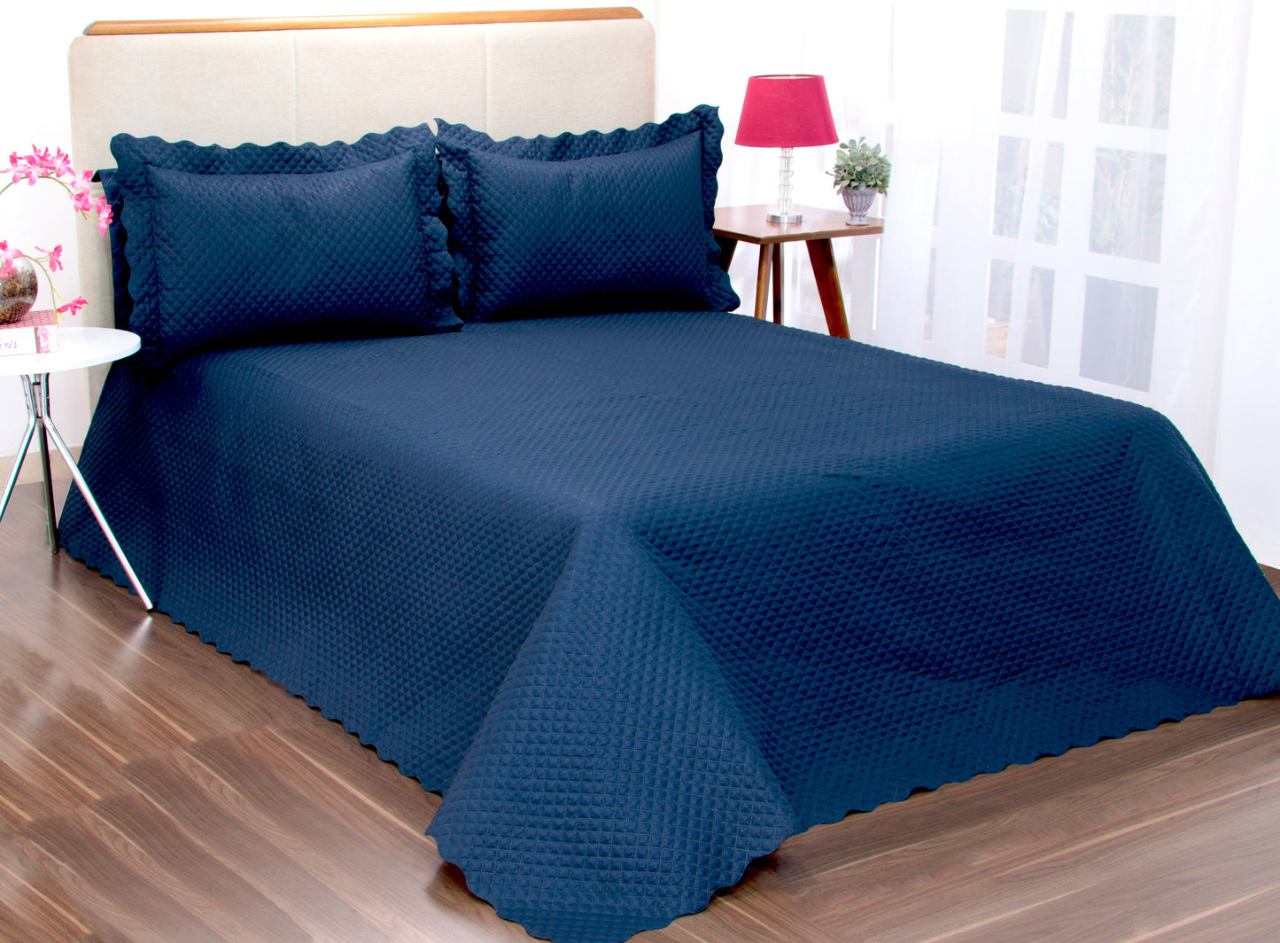 Cobreleito Matelassê - Microfibra Confortável com Porta-Travesseiros Capas e Protetores de Cama Nacional 001 Cama Conforto Azul 