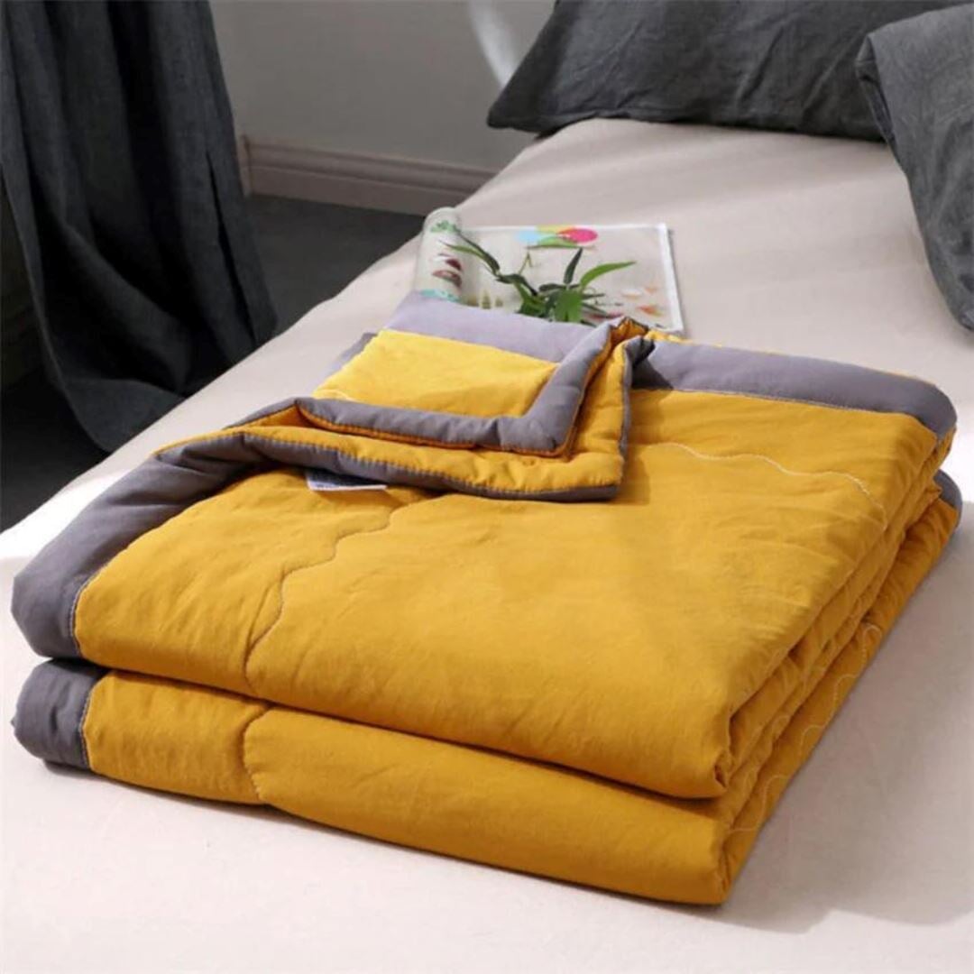 Colcha Lavável de Algodão para Ar Condicionado - Conforto e Versatilidade em um Único Produto - Amarelo Cobertores053 Cama Conforto 100x140cm Amarelo 