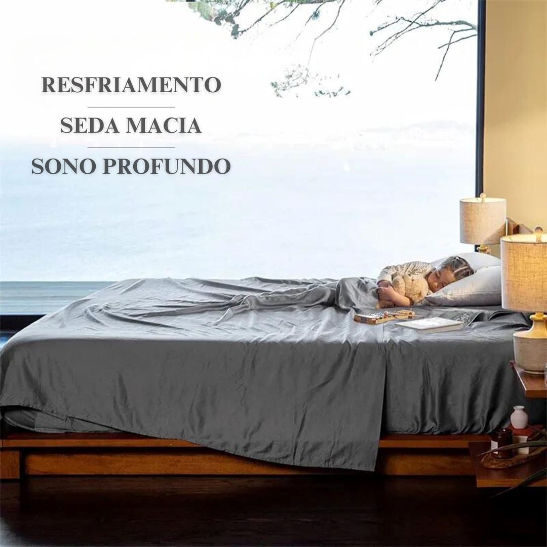 Conjunto de Lençóis de Bambu Orgânico - Sustentabilidade e Conforto - Azul Roupa de Cama059 Cama Conforto 