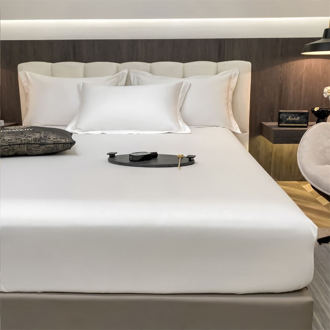 Conjunto de Roupa de Cama 400 Fios Premium em Algodão Egípcio - Branco Roupa de Cama027 Cama Conforto Casal (180x220cm) Branco 