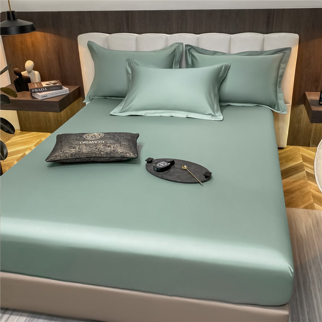 Conjunto de Roupa de Cama de Luxo em Algodão Egípcio Roupa de Cama006 camaconforto Casal Verde 