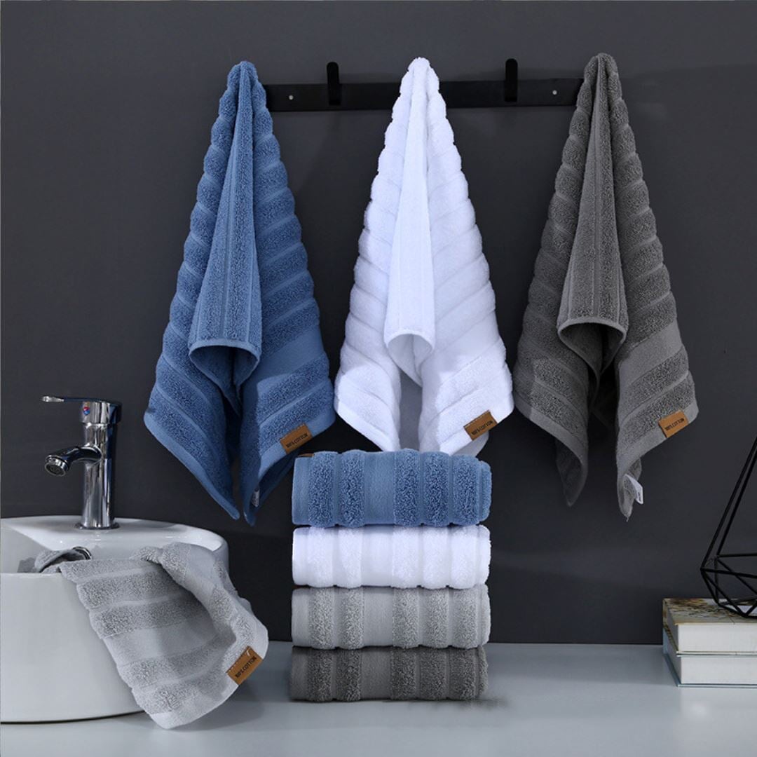 Conjunto de Toalhas Premium em Microfibra - Conforto, Elegância e Versatilidade - Azul Banho033 Cama Conforto 