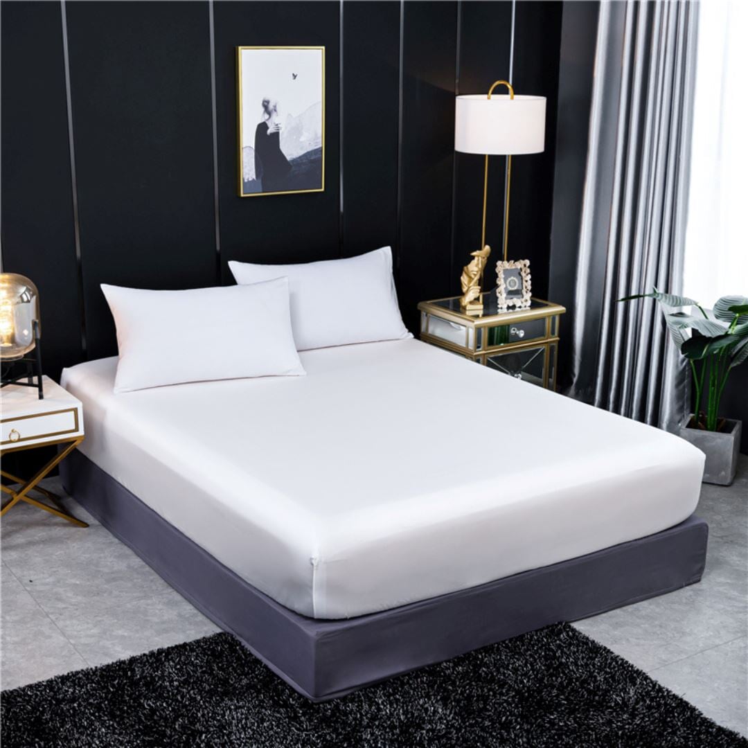 Cópia de Capa de Colchão em Seda Natural de Amoreira - Elegância e Conforto em uma Capa de Cama de Cor Sólida Capas002 Cama Conforto Branco Queen (160x200cm) 