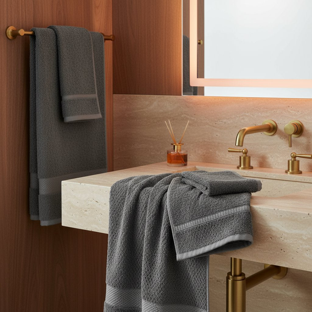 Jogo de Toalhas Noblesse Concept 5 Peças - 100% Algodão com Barra Decorativa e Toque Extra Macio BanhoNacional003 Cama Conforto 