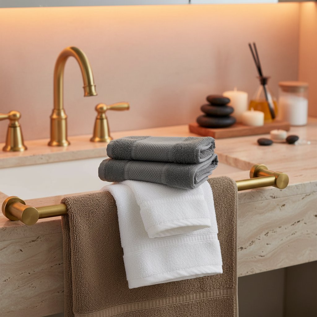 Jogo de Toalhas Noblesse Concept 5 Peças - 100% Algodão com Barra Decorativa e Toque Extra Macio BanhoNacional003 Cama Conforto 