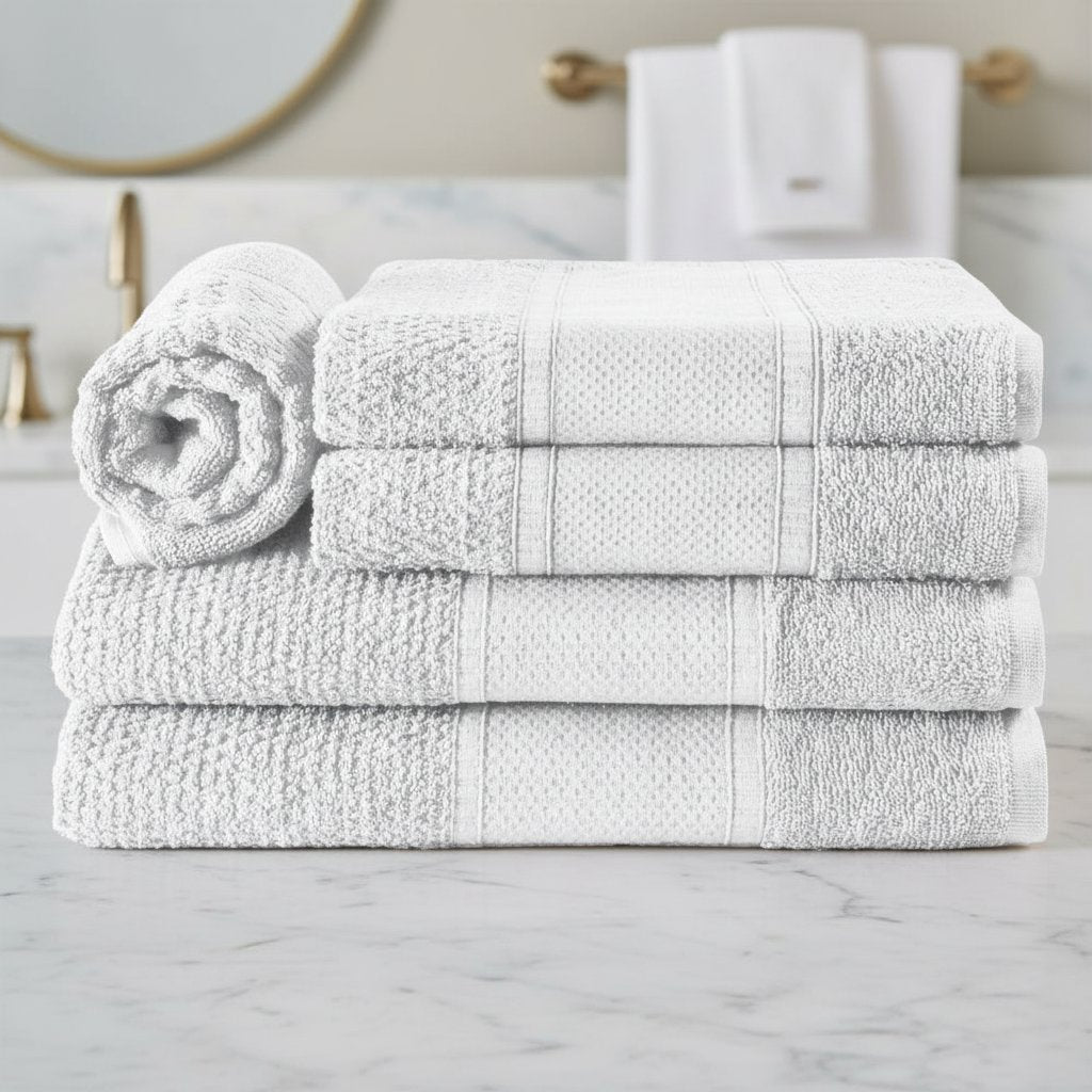 Jogo de Toalhas Noblesse Concept 5 Peças - 100% Algodão com Barra Decorativa e Toque Extra Macio BanhoNacional003 Cama Conforto 