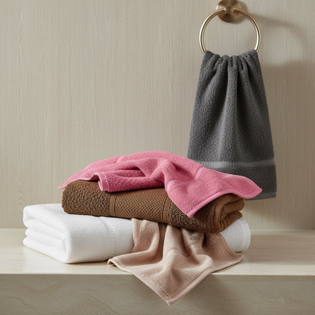 Jogo de Toalhas Noblesse Concept 5 Peças - 100% Algodão com Barra Decorativa e Toque Extra Macio  Cama Conforto 