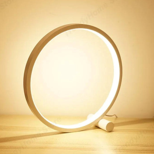 Luminária de Mesa LED Circular Dimmable USB - 3 Modos de Luz Cama Conforto 