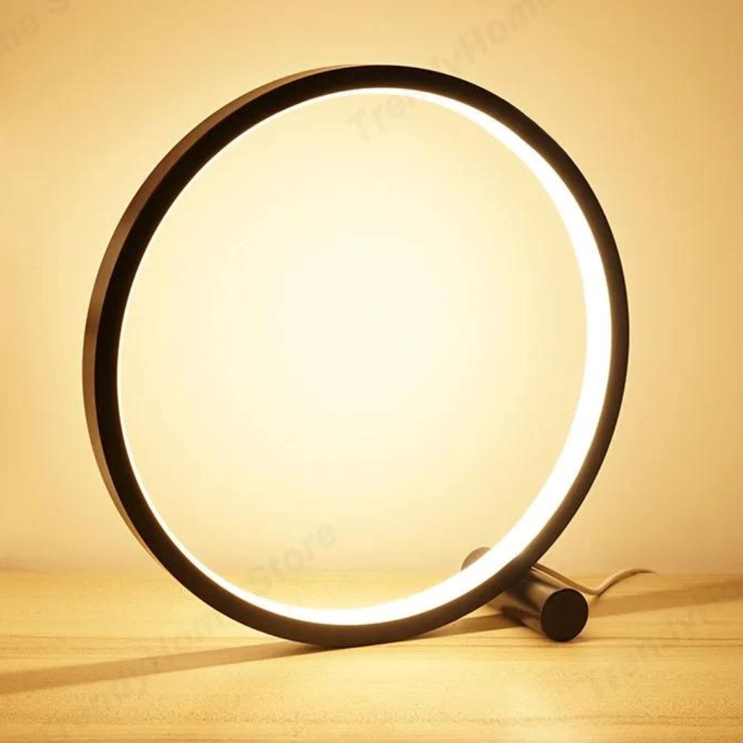 Luminária de Mesa LED Circular Dimmable USB - 3 Modos de Luz Cama Conforto 