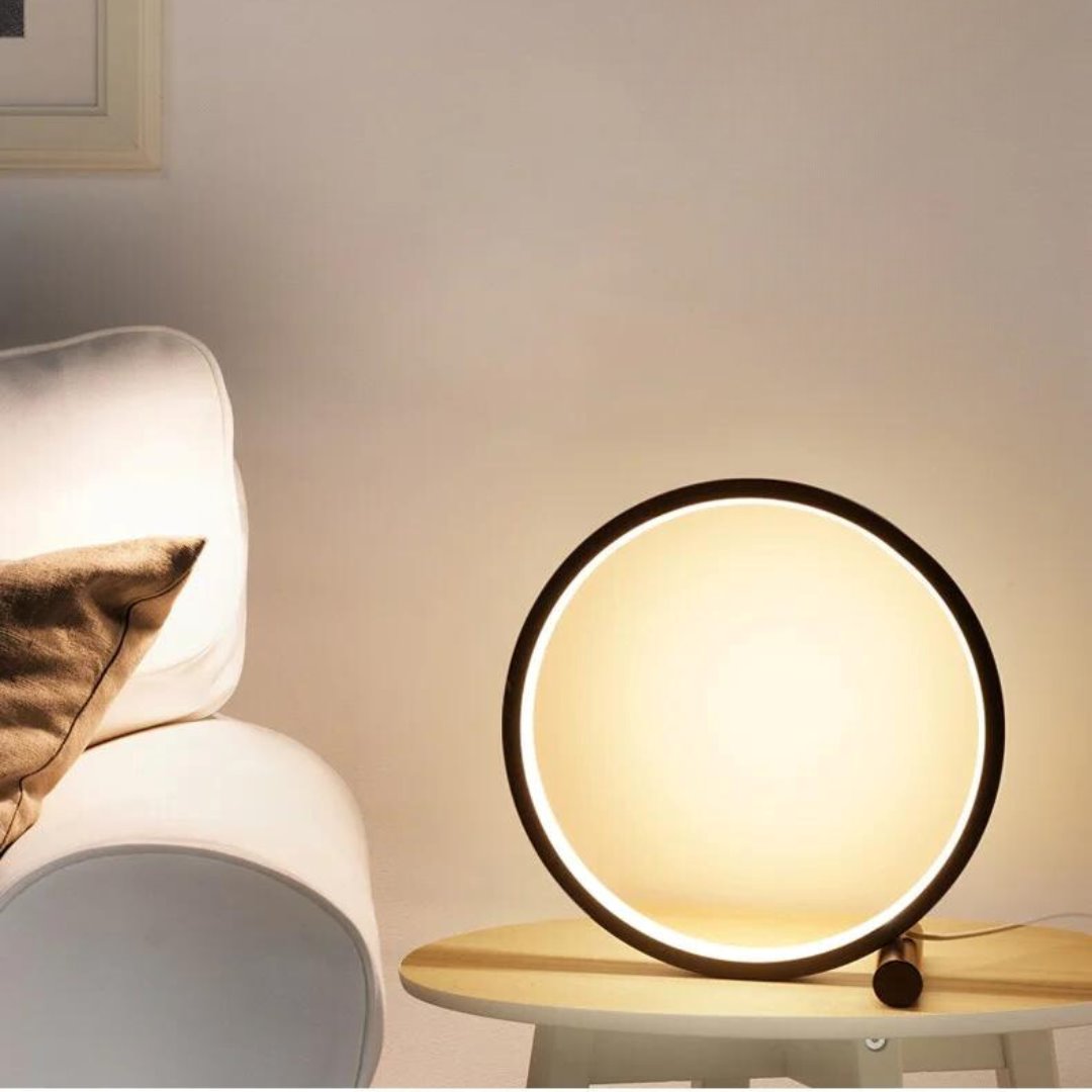 Luminária de Mesa LED Circular Dimmable USB - 3 Modos de Luz Cama Conforto 