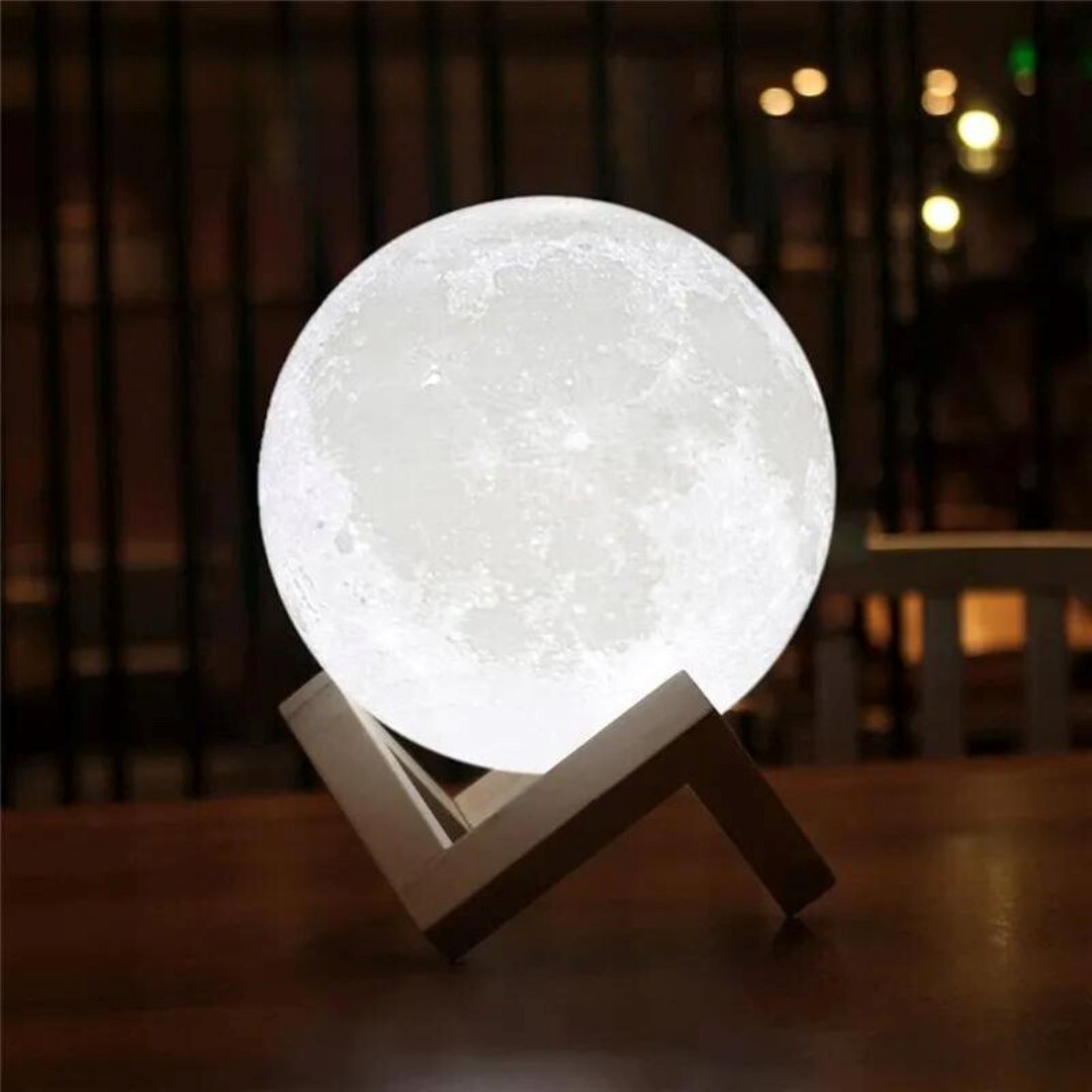 Luminária Lua 3D LED Recarregável - Decore Seu Espaço com Encanto e Elegância Iluminação004 Cama Conforto 