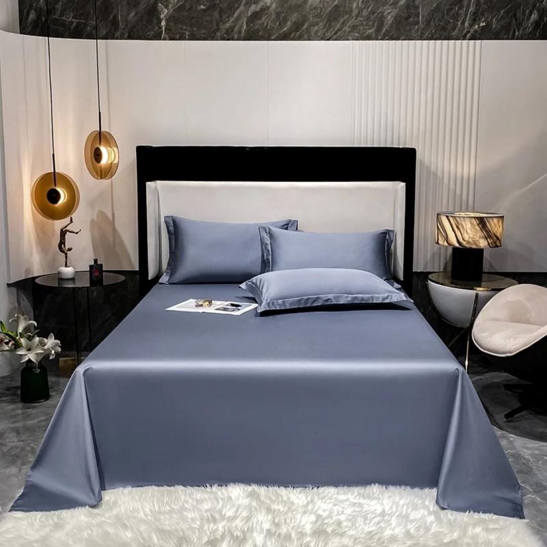 Luxo em Lençol 800 Fios - Algodão Egípcio Premium para Conforto Máximo e Ajuste Perfeito - Azul Acinzentado Roupa de Cama020 Cama Conforto Viúva (120x200cm) Azul Acinzentado 